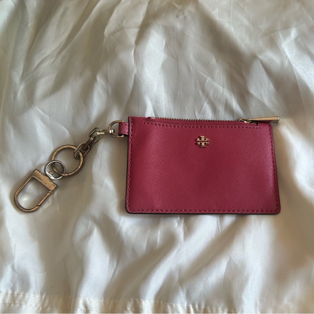 Pink Tory Burch Cardholder Coin Keychain